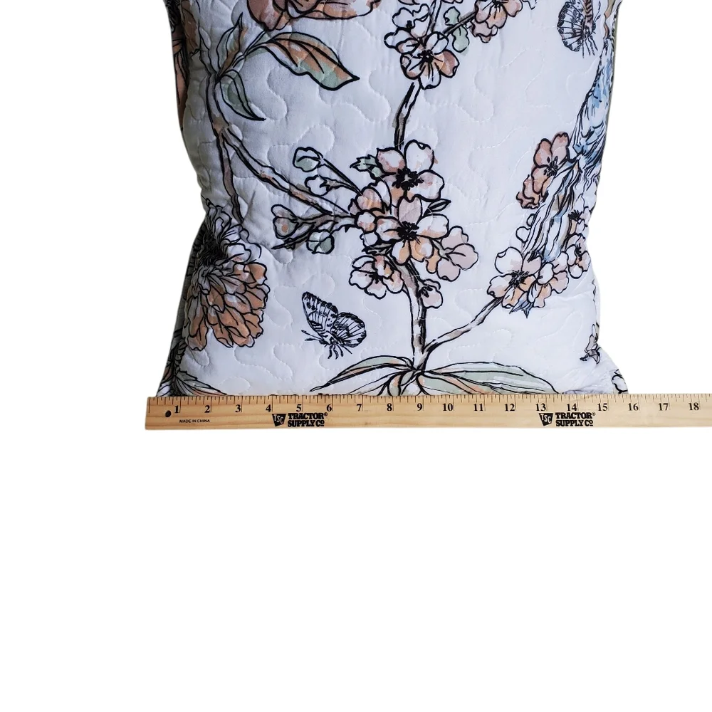 Homecrafted Floral Print Quilted Pillow Set Floral / Birds / Butterflies